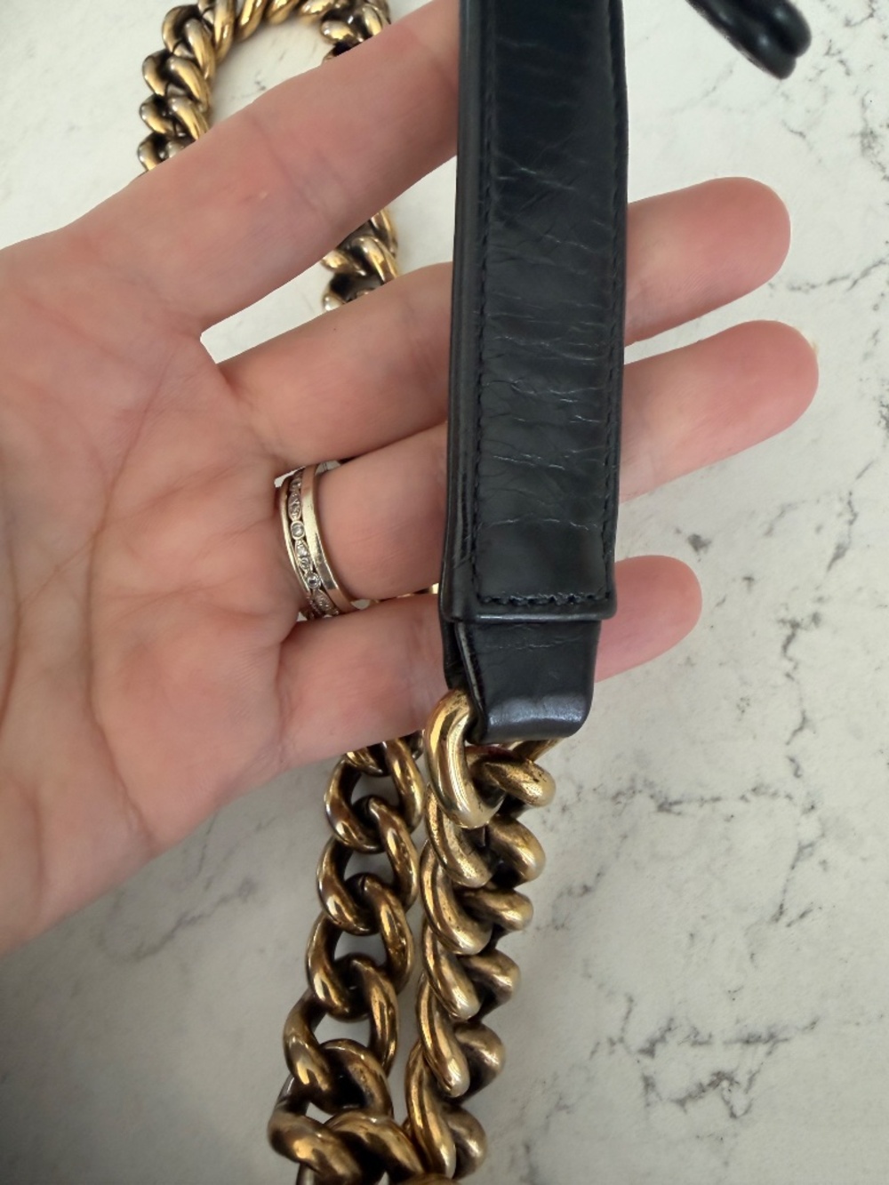 Chanel Small Boy Bag Black Quilted Calfskin Antique Gold Hardware Crossbody - Picture 15 of 16